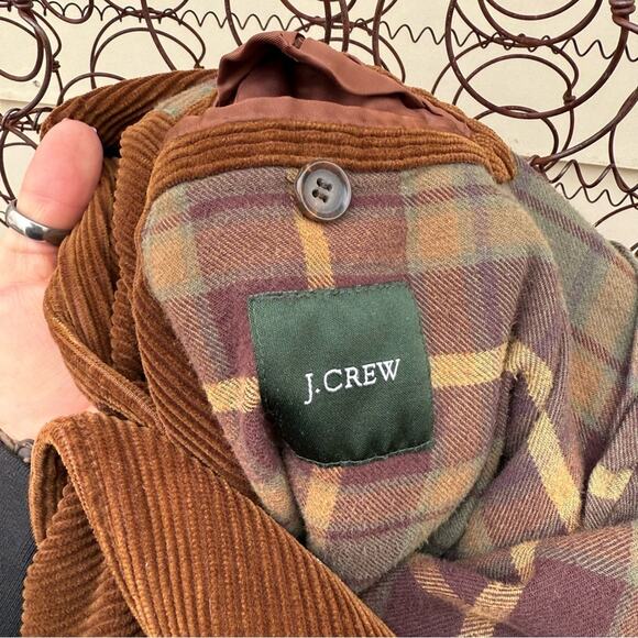 J CREW Brown Corduroy Flannel Lined Elbow Patch Chore Blazer Coat Jacket XL - Picture 6 of 14